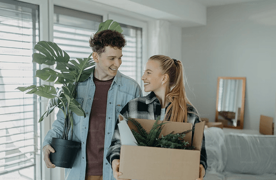 Couple moving into new home