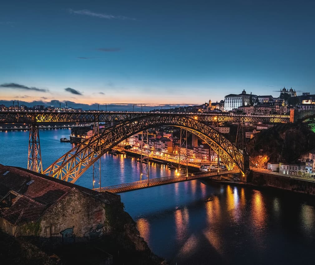 Porto bridge at sunset