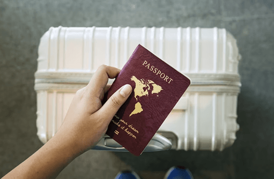 Hand holding passport